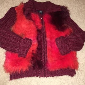 Children’s Place Burgundy Faux Rainbow Fur Sweater